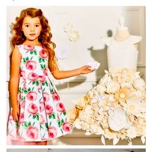 MATCHING Janie and Jack White Rose Dress dressy sleeveless size 2, 4, or 6 girls